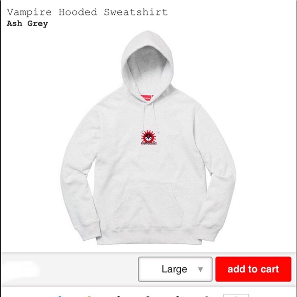 supreme vampire hooded sweatshirt
